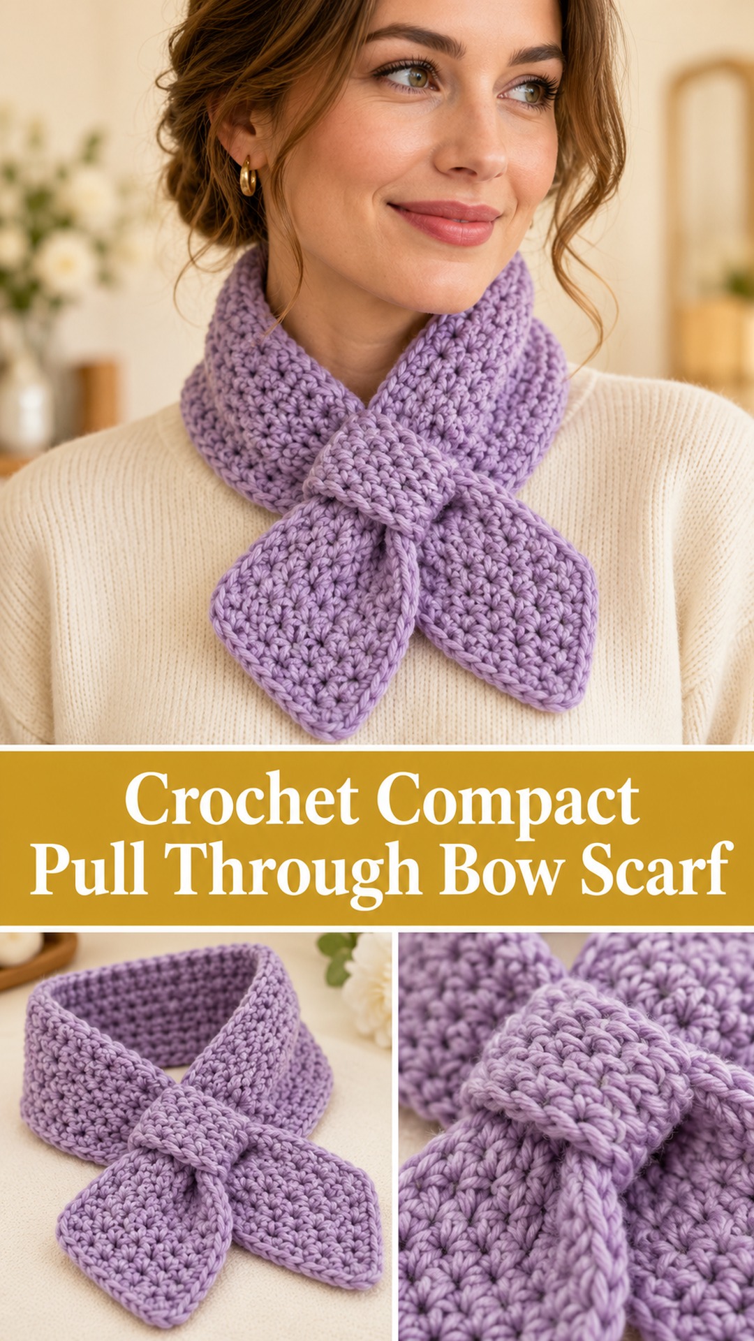 Crochet Compact Pull Through Bow Scarf