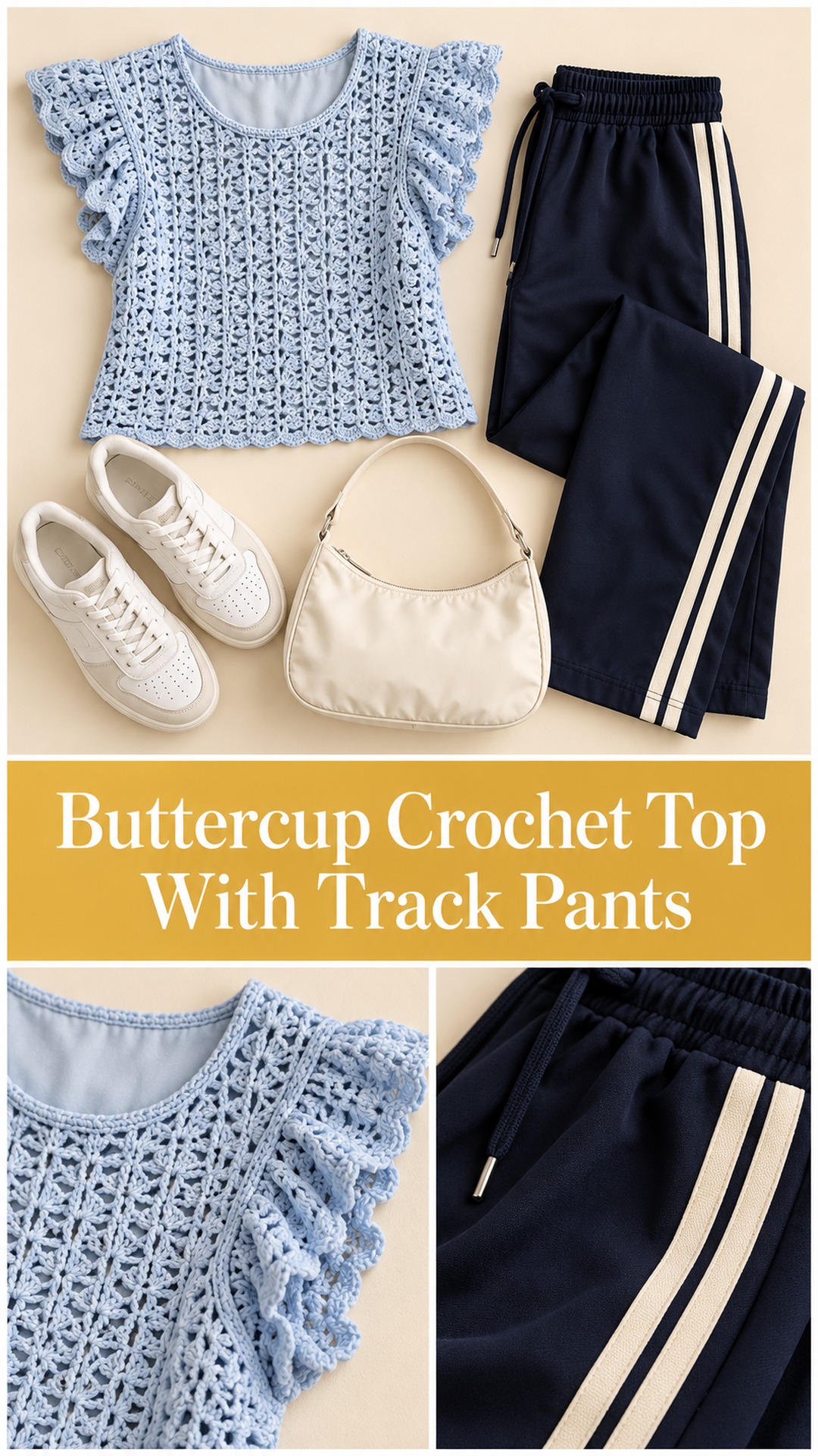 Buttercup Crochet Top With Track Pants