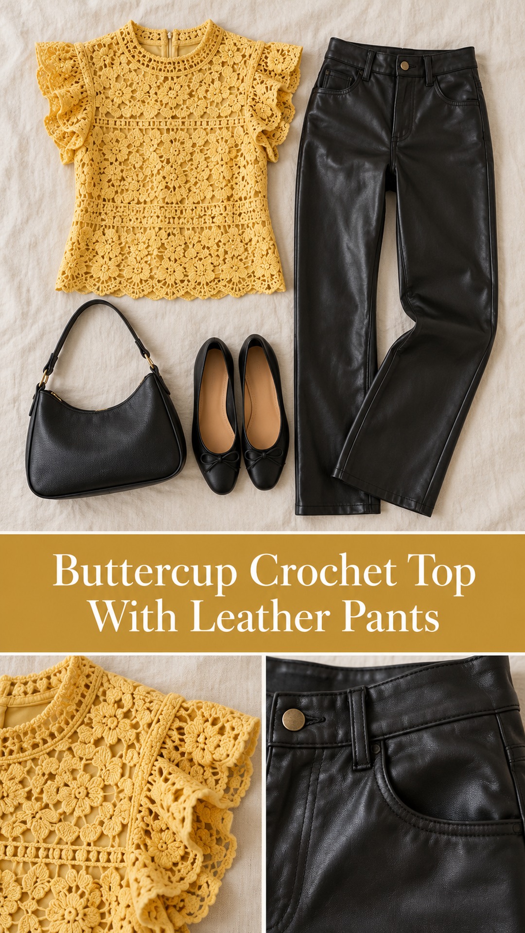 Buttercup Crochet Top With Leather Pants