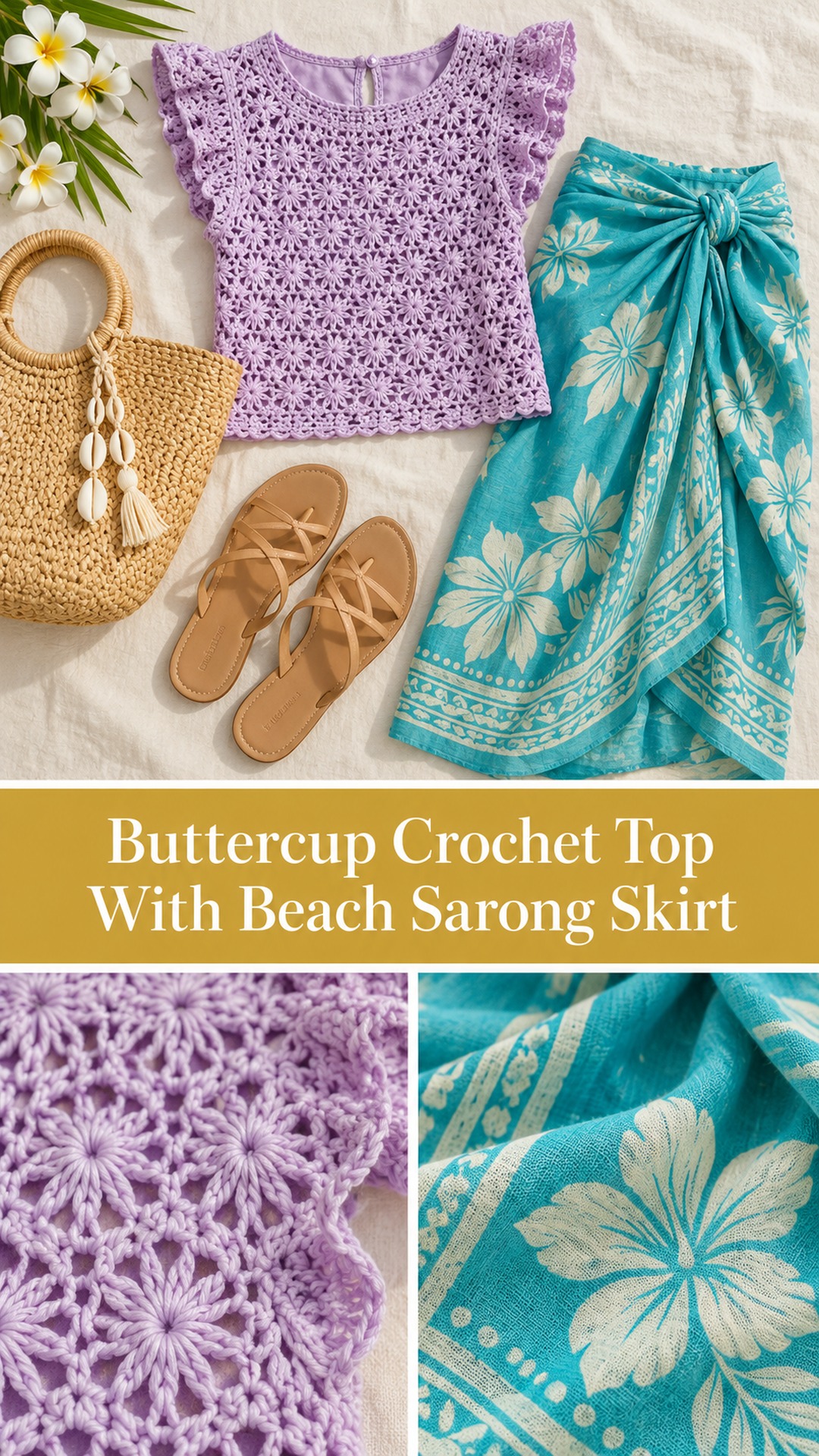 Buttercup Crochet Top With Beach Sarong Skirt