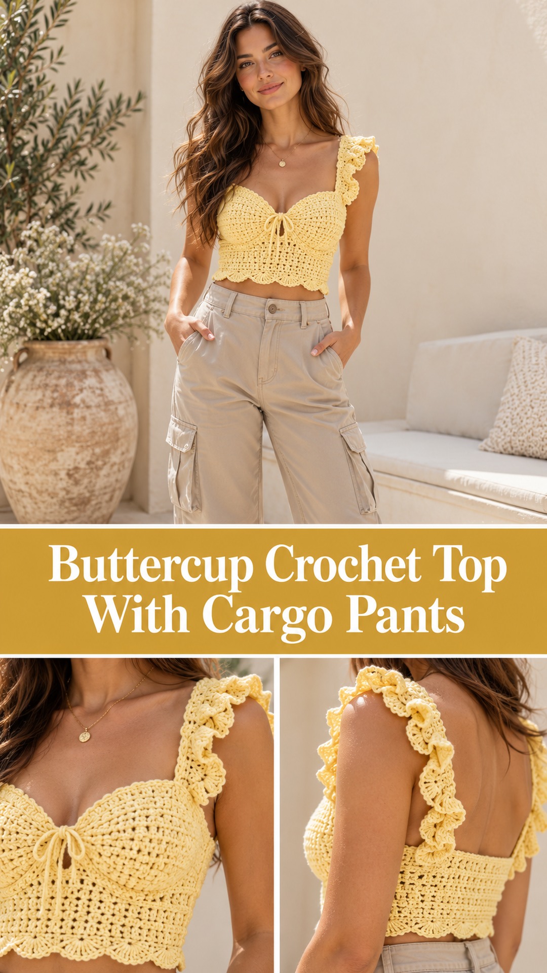 Buttercup Crochet Top With Cargo Pants